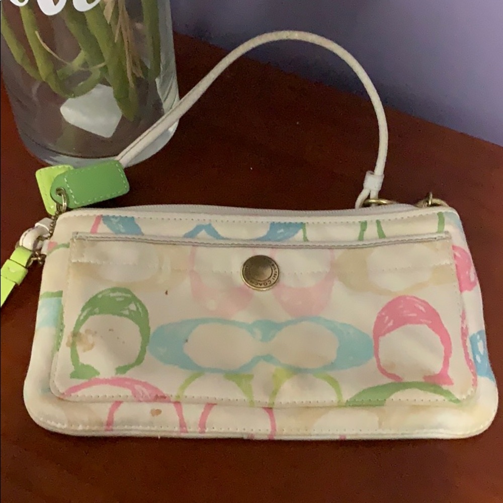 Multicolored coach wristlet